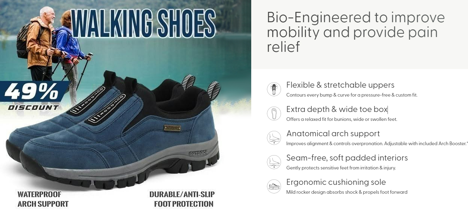 (🔥Our Store's Best-selling🔥)Men's Comfortable Waterproof Orthopedic Walking Shoes Hiking Shoes-6 colors available