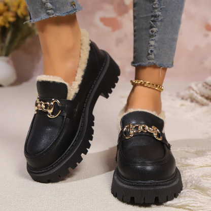 🔥Last Day Promotion 50% OFF⏰Women's Wool Lining Thick Sole Leather Loafers - Proven Plantar Fasciitis, Foot and Heel Pain Relief