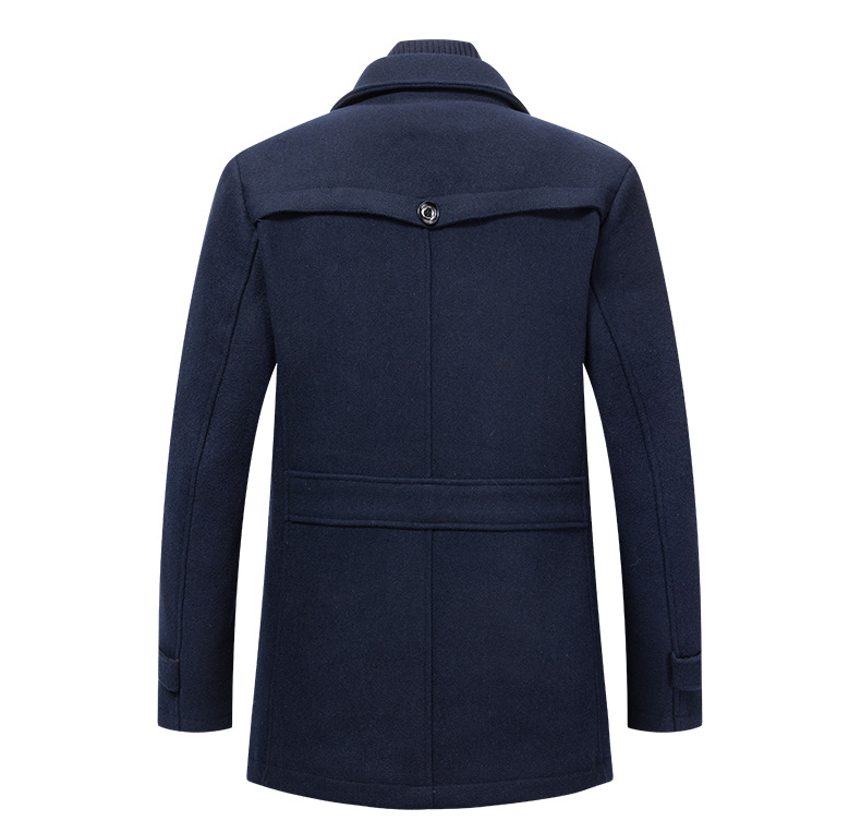 Autumn Winter Men's Wool Coat Cold Men Woolen Overcoat Double Collar Casual