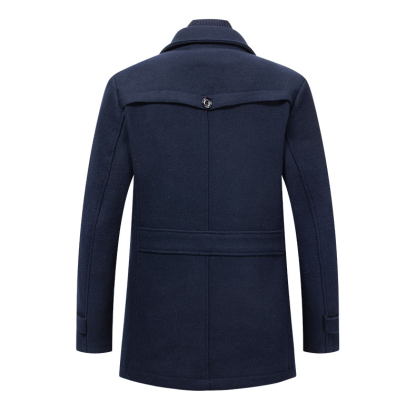 Autumn Winter Men's Wool Coat Cold Men Woolen Overcoat Double Collar Casual