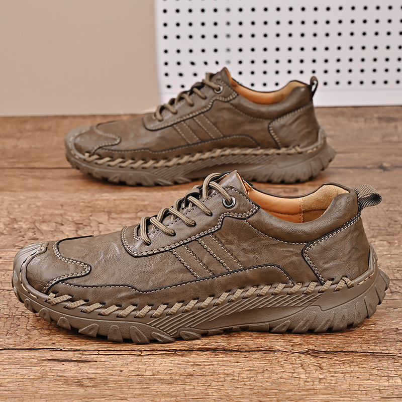 ⏰Promotion - 70% OFF🔥Men's All Season Handcrafted Genuine Leather Outdoors Durable Soft Sole Anti Slip Shoes - Podiatrist Approved Style Recommended
