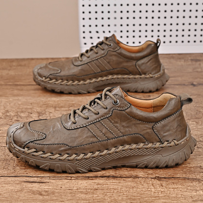 ⏰Promotion - 70% OFF🔥Men's All Season Handcrafted Genuine Leather Outdoors Durable Soft Sole Anti Slip Shoes - Podiatrist Approved Style Recommended