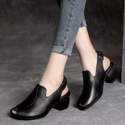 🔥Last Day 50% OFF ⏰Soft-Soled Retro Leather Fish Mouth Women's Shoes - Proven Plantar Fasciitis, Foot and Heel Pain Relief