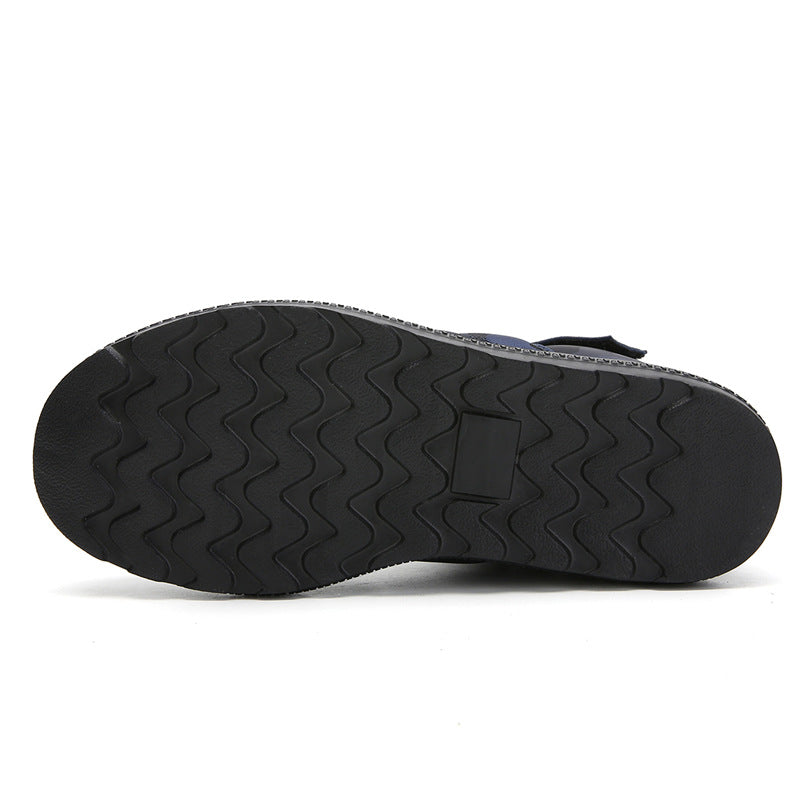 (⏰Limited Time 70% Discount Event) Men's 2024 Winter New Warm Waterproof Non-Slip Puncture-Resistant Velcro Slip-On Snow Boots Ankle Support Orthopedic Wide Toe Arch Support Cotton Shoes