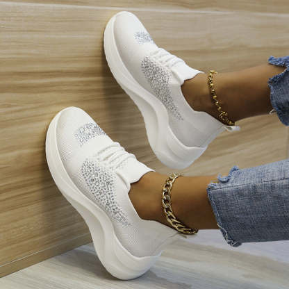 ⏰Promotion - 70% OFF🔥women's rhinestone lace-up orthopedic sports shoes - Proven Plantar Fasciitis, Foot and Heel Pain Relief