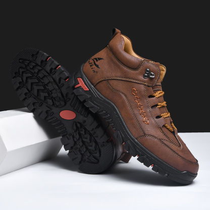 (⏰Last Day 70% OFF🔥)Men's Comfortable Wear-resistant Orthopedic Hand-sewn Leather Shoes - Shock Absorbing Effect, Relaxes Muscles And Relieves Foot Pain