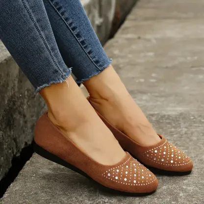 🔥Last Day 50% OFF ⏰Women's Flats Plus Size Flat Heel Round Toe Suede Loafer- Proven Plantar Fasciitis, Foot and Heel Pain Relief