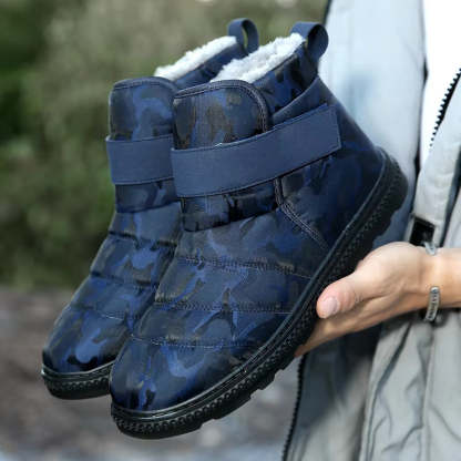 (⏰Limited Time 70% Discount Event) Men's 2024 Winter New Warm Waterproof Non-Slip Puncture-Resistant Velcro Slip-On Snow Boots Ankle Support Orthopedic Wide Toe Arch Support Cotton Shoes