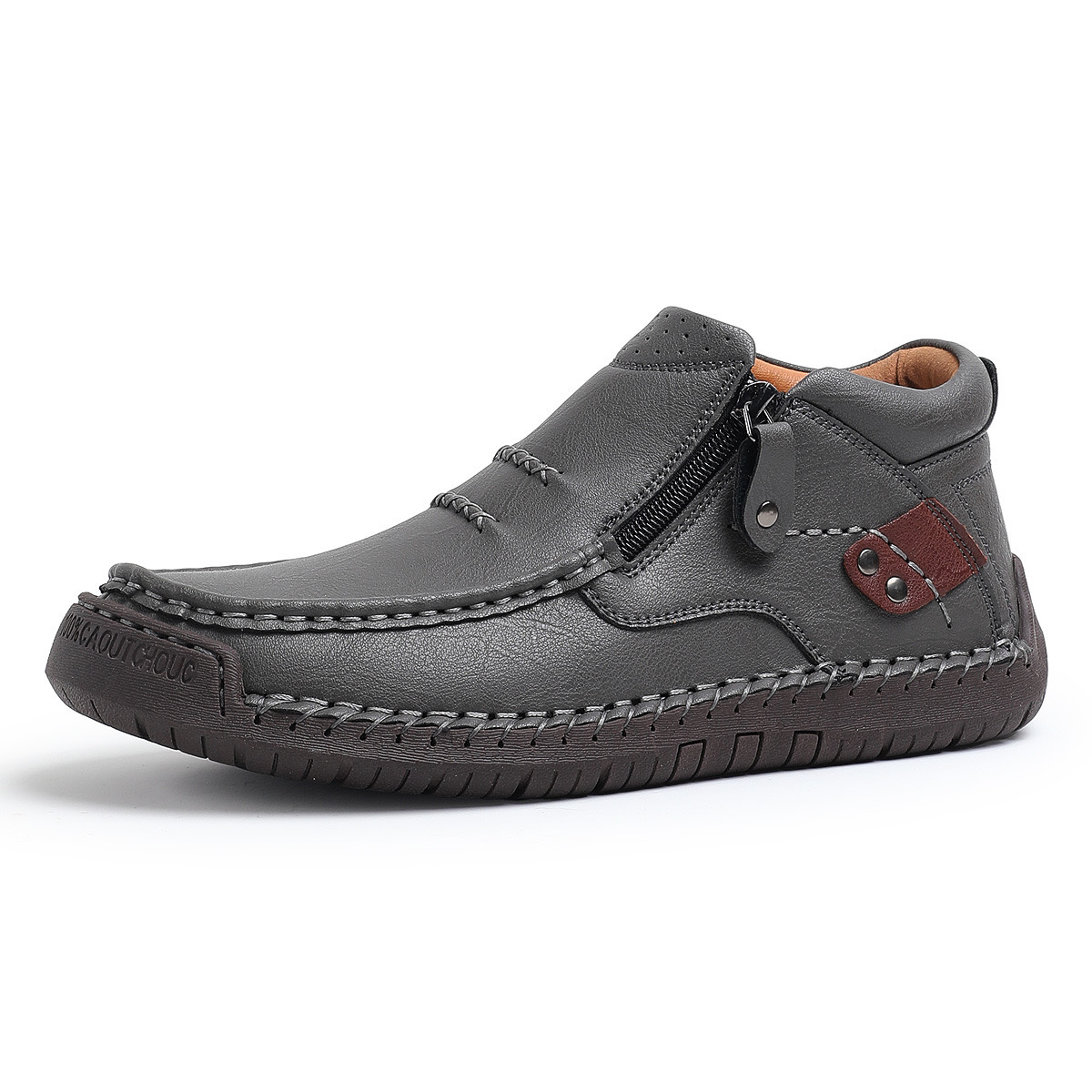 ⏰Last Day! 70% OFF 🔥Men's Handmade Leather Boots with Arch Support & Wide Toe Box | Easy Zip Design