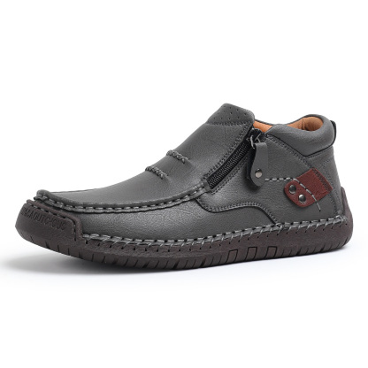 ⏰Last Day! 70% OFF 🔥Men's Handmade Leather Boots with Arch Support & Wide Toe Box | Easy Zip Design