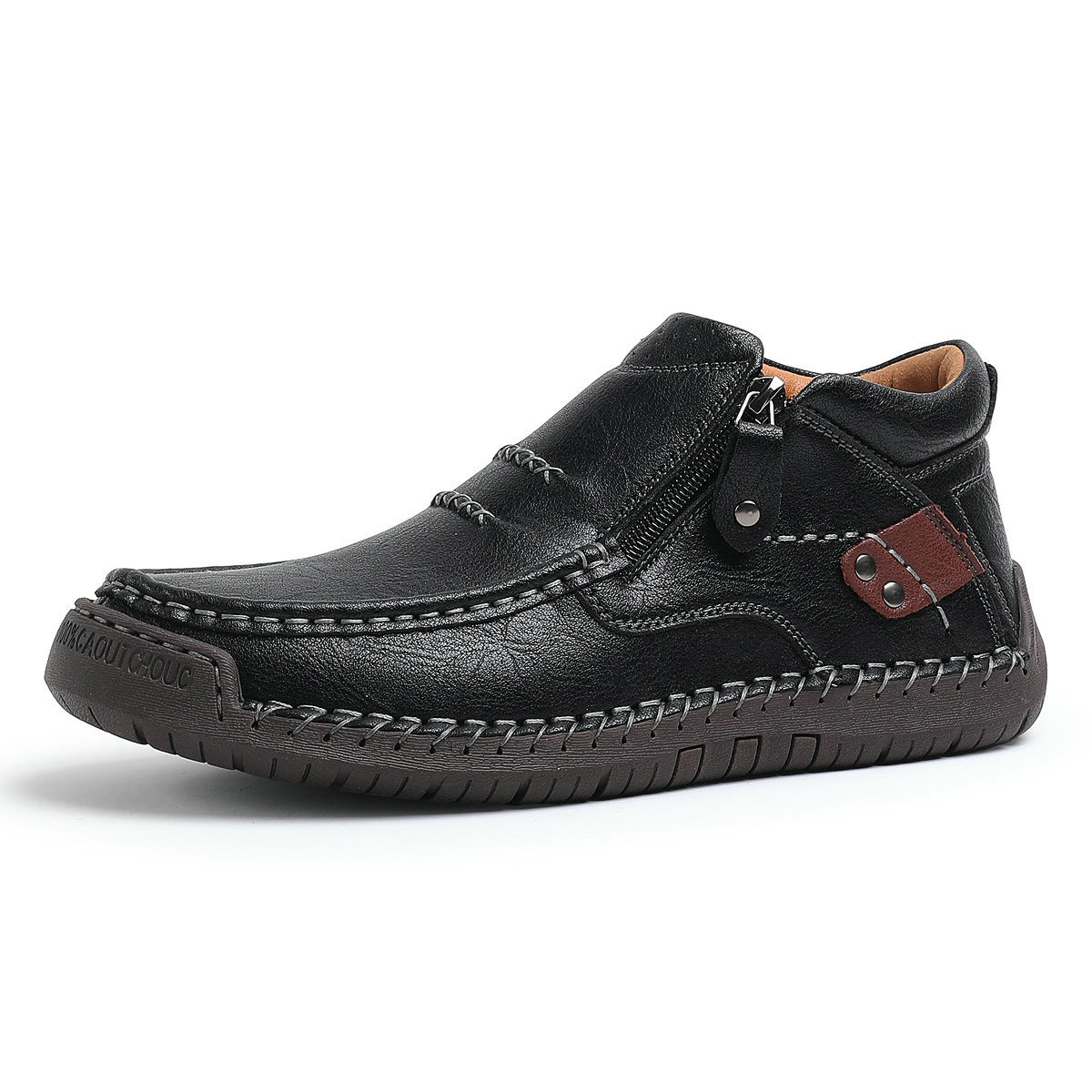 ⏰Last Day! 70% OFF 🔥Men's Handmade Leather Boots with Arch Support & Wide Toe Box | Easy Zip Design