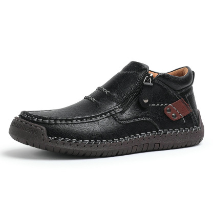 ⏰Last Day! 70% OFF 🔥Men's Handmade Leather Boots with Arch Support & Wide Toe Box | Easy Zip Design