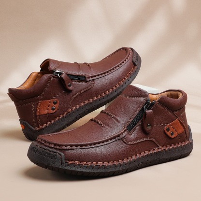 ⏰Last Day! 70% OFF 🔥Men's Handmade Leather Boots with Arch Support & Wide Toe Box | Easy Zip Design