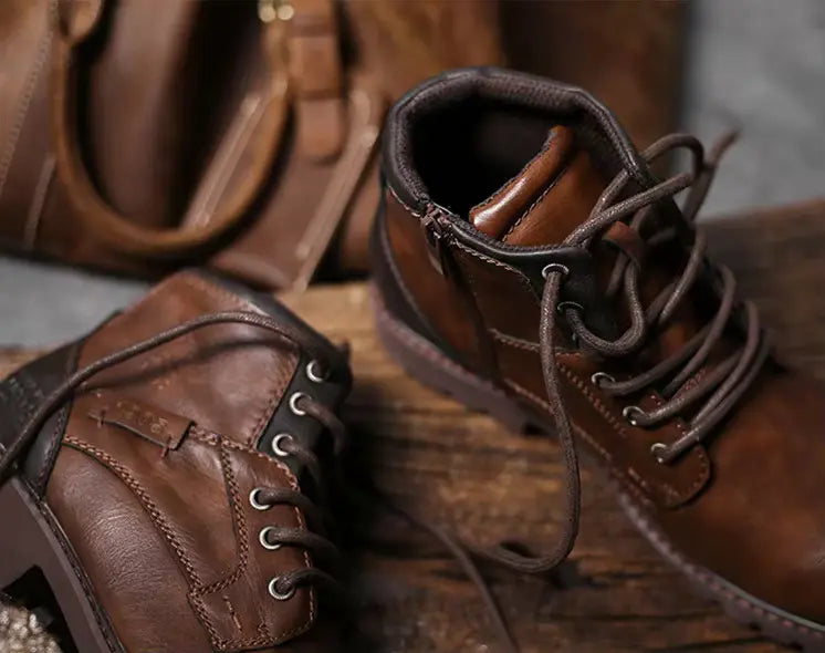 ⏰Promotion - 70% OFF🔥Men's Comfortable Casual Orthopedic Leather Boots - Proven Plantar Fasciitis, Foot and Heel Pain Relief