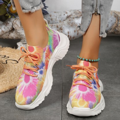 ⏰Promotion - 70% OFF🔥Floral Print Lace-up Breathable Orthopedic Sneakers - Proven Plantar Fasciitis, Foot and Heel Pain Relief
