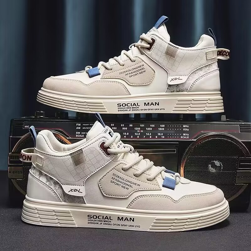 ⏰Promotion - 70% OFF🔥Men's High-top Sneakers for  Comfortable Platform Shoes 2025 Trendy Breathable Lace-up Skate Orthopedic Shoes - Podiatrist Approved Style Recommended