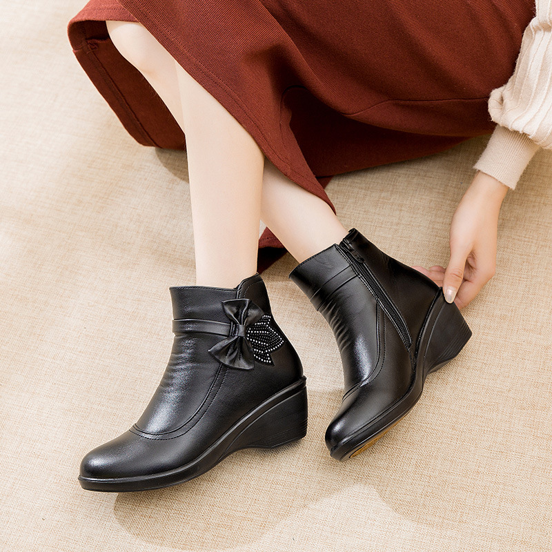 ⏰Promotion - 70% OFF🔥Women's Side Zipper Platform Bowknot Boots - Proven Plantar Fasciitis, Foot and Heel Pain Relief