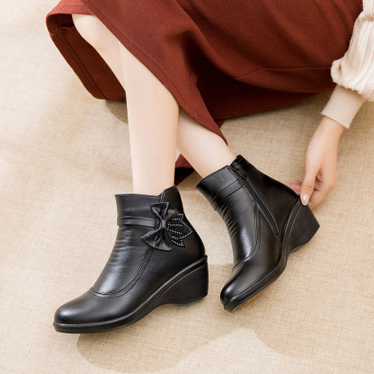 ⏰Promotion - 70% OFF🔥Women's Side Zipper Platform Bowknot Boots - Proven Plantar Fasciitis, Foot and Heel Pain Relief