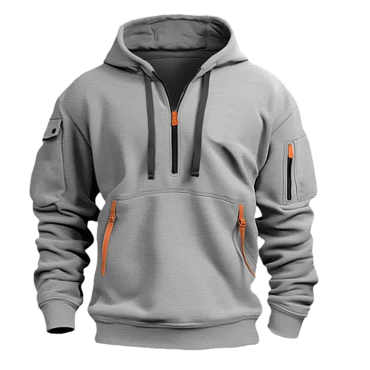Men's Zipper And Multi Pocket Casual Sport Sweatshirt