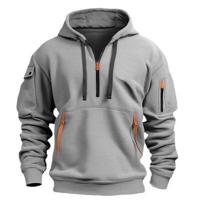 Men's Zipper And Multi Pocket Casual Sport Sweatshirt