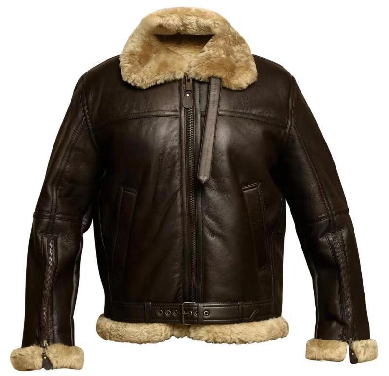 🎄2024 Christmas Hot Sale🎄 Men's RAF Aviator Real Leather Jacket Coat Bomber B3 Sheep Skin Pilot Flying