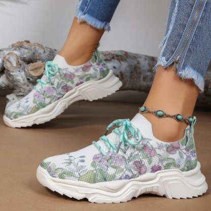 ⏰Promotion - 70% OFF🔥Floral Print Lace-up Breathable Orthopedic Sneakers - Proven Plantar Fasciitis, Foot and Heel Pain Relief