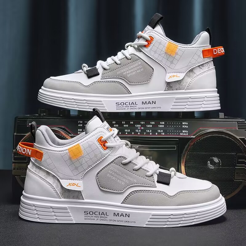 ⏰Promotion - 70% OFF🔥Men's High-top Sneakers for  Comfortable Platform Shoes 2025 Trendy Breathable Lace-up Skate Orthopedic Shoes - Podiatrist Approved Style Recommended