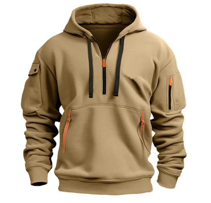 Men's Zipper And Multi Pocket Casual Sport Sweatshirt