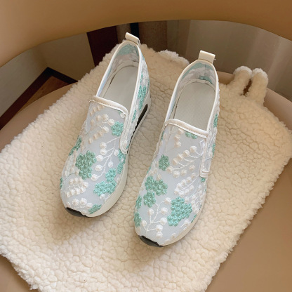 🎁Hot Sale 50% OFF⏳Floral Embroidery Breathable Sheer Mesh Sneakers - Proven Plantar Fasciitis, Foot and Heel Pain Relief