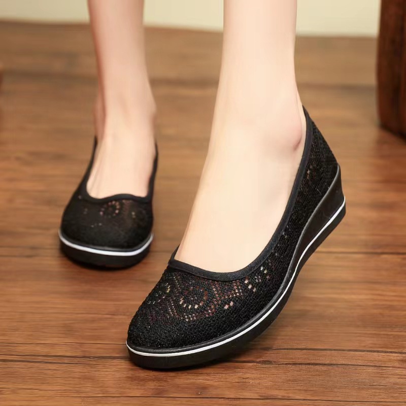 🎁Hot Sale 50% OFF⏳Comfortable Non-slip Hollow Lace Breathable Wedge Shoes - Proven Plantar Fasciitis, Foot and Heel Pain Relief