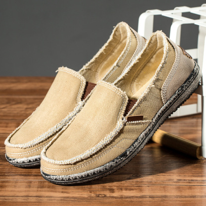 ⏰Promotion - 70% OFF🔥Men's  Canvas Slip on Loafers Leisure  Shoes - Proven Plantar Fasciitis, Foot and Heel Pain Relief