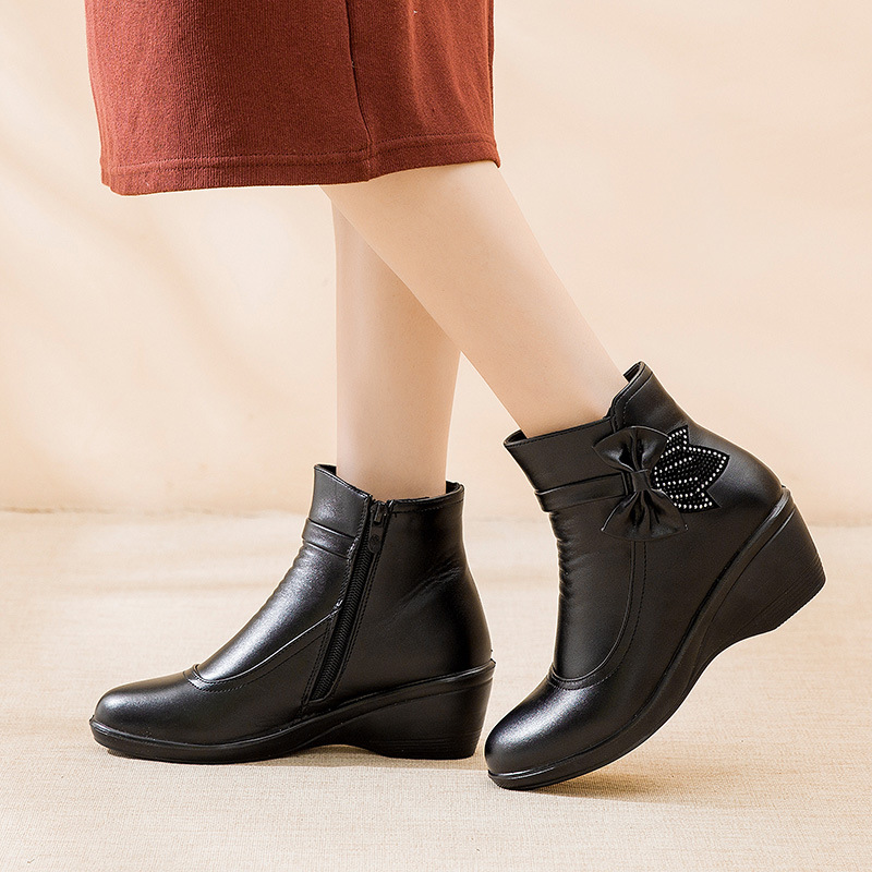 ⏰Promotion - 70% OFF🔥Women's Side Zipper Platform Bowknot Boots - Proven Plantar Fasciitis, Foot and Heel Pain Relief