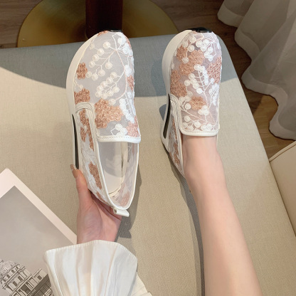 🎁Hot Sale 50% OFF⏳Floral Embroidery Breathable Sheer Mesh Sneakers - Proven Plantar Fasciitis, Foot and Heel Pain Relief