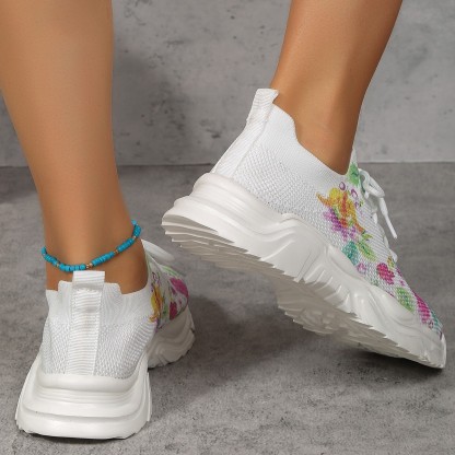 ⏰Promotion - 70% OFF🔥Floral Print Lace-up Breathable Orthopedic Sneakers - Proven Plantar Fasciitis, Foot and Heel Pain Relief