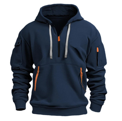 Men's Zipper And Multi Pocket Casual Sport Sweatshirt