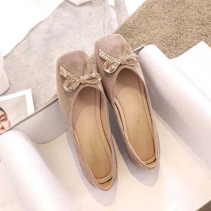 🔥Last Day 50% OFF ⏰Women's Comfortable Non-slip Square Toe Rhinestone Shallow Flat Orthopedic Shoes - Proven Plantar Fasciitis, Foot and Heel Pain Relief
