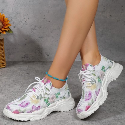 ⏰Promotion - 70% OFF🔥Floral Print Lace-up Breathable Orthopedic Sneakers - Proven Plantar Fasciitis, Foot and Heel Pain Relief