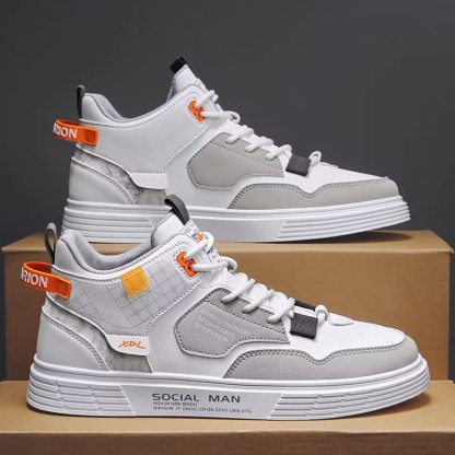 ⏰Promotion - 70% OFF🔥Men's High-top Sneakers for  Comfortable Platform Shoes 2025 Trendy Breathable Lace-up Skate Orthopedic Shoes - Podiatrist Approved Style Recommended