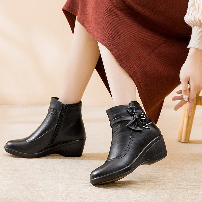 ⏰Promotion - 70% OFF🔥Women's Side Zipper Platform Bowknot Boots - Proven Plantar Fasciitis, Foot and Heel Pain Relief