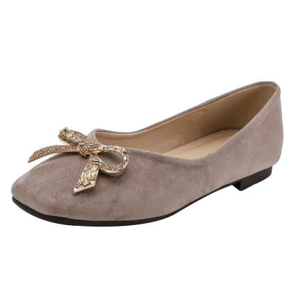 🔥Last Day 50% OFF ⏰Women's Comfortable Non-slip Square Toe Rhinestone Shallow Flat Orthopedic Shoes - Proven Plantar Fasciitis, Foot and Heel Pain Relief