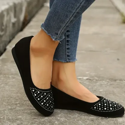 🔥Last Day 50% OFF ⏰Women's Flats Plus Size Flat Heel Round Toe Suede Loafer- Proven Plantar Fasciitis, Foot and Heel Pain Relief