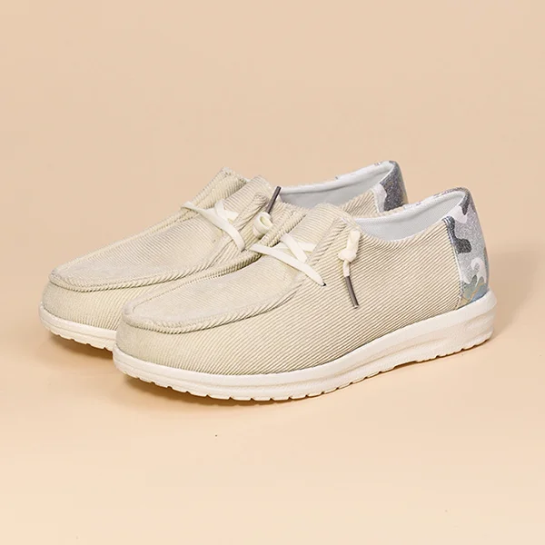 🎁Spring Sale 50% OFF⏳Women Lace Up Design Casual Corduroy Sneakers - Proven Plantar Fasciitis, Foot and Heel Pain Relief