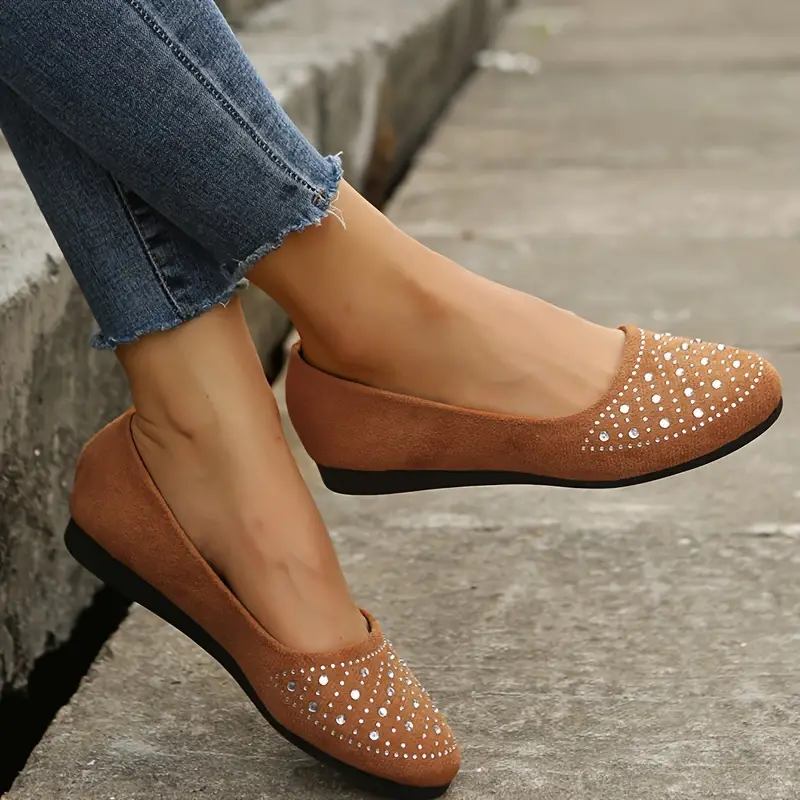 🔥Last Day 50% OFF ⏰Women's Flats Plus Size Flat Heel Round Toe Suede Loafer- Proven Plantar Fasciitis, Foot and Heel Pain Relief