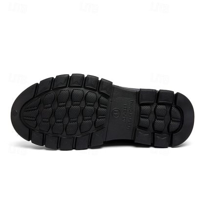 🔥Hot Sale🎁--50% OFF🎉Men's Black Faux Leather Slip-on Shoes with Fur Lining - Warm and Comfortable for Winter