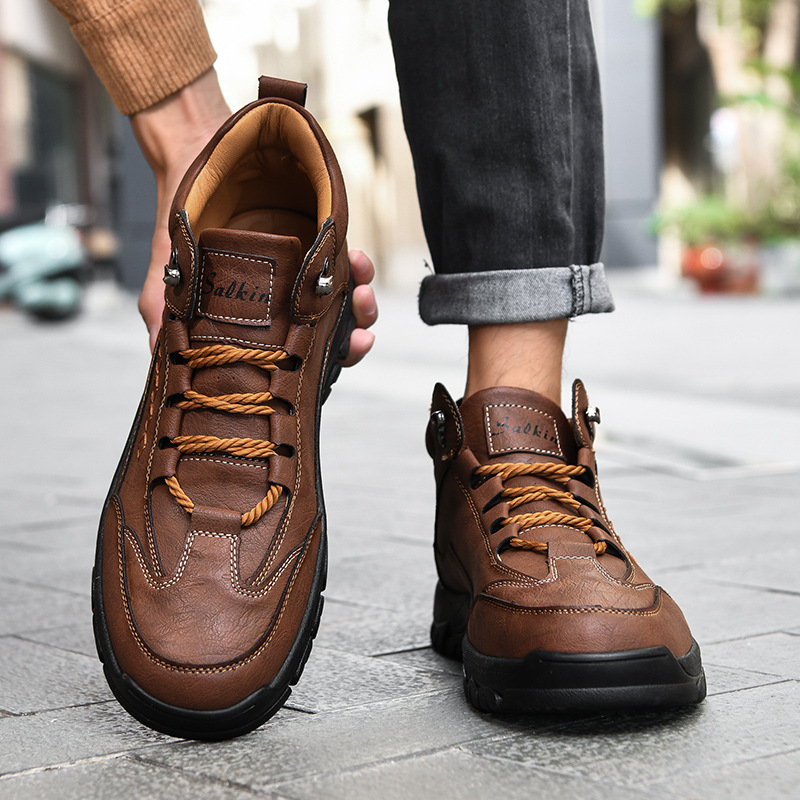 (⏰Last Day 70% OFF🔥)Men's Comfortable Wear-resistant Orthopedic Hand-sewn Leather Shoes - Shock Absorbing Effect, Relaxes Muscles And Relieves Foot Pain