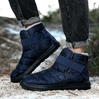 (⏰Limited Time 70% Discount Event) Men's 2024 Winter New Warm Waterproof Non-Slip Puncture-Resistant Velcro Slip-On Snow Boots Ankle Support Orthopedic Wide Toe Arch Support Cotton Shoes
