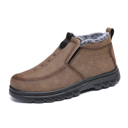 (⏰Limited Time Discount 50% off)Men's Winter Warm Leather Flannel Lined Orthopedic Boots Arch Support Waterproof Non-Slip Boots