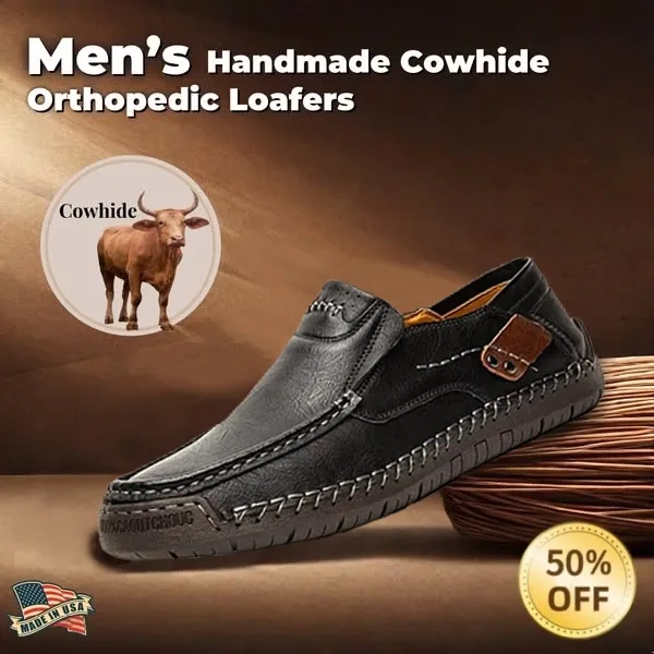 ⏰Hot Sale! 50% OFF 🔥 Men's Handmade Genuine Leather Slip-On Loafers - Experience Painless Walking