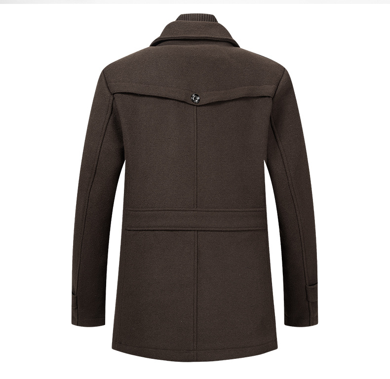 Autumn Winter Men's Wool Coat Cold Men Woolen Overcoat Double Collar Casual