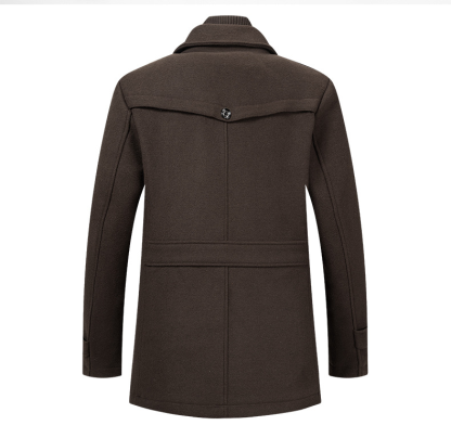 Autumn Winter Men's Wool Coat Cold Men Woolen Overcoat Double Collar Casual